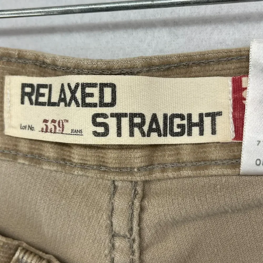 LEVIS Pants Mens 33x34 559 Corduroy Relaxed Straight Chino Cotton Blend Tan